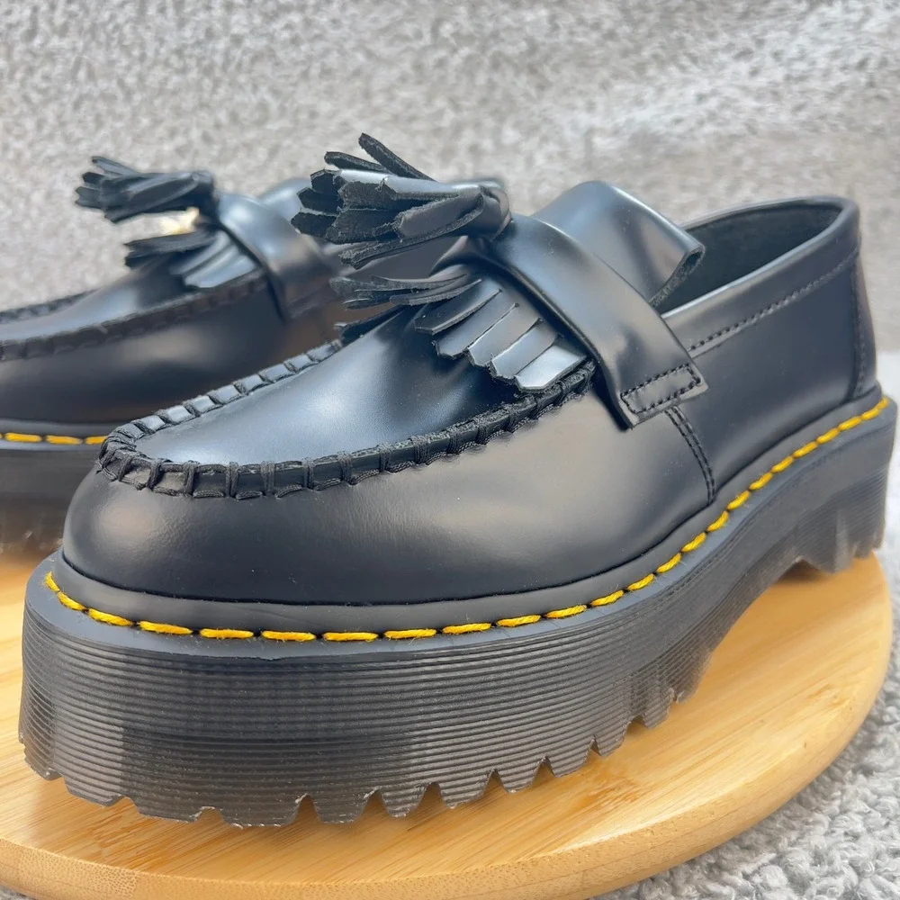 Dr Martens Platform Tassel Loafers Black Leather Chunky Womens 7 Goth Academia - Picture 7 of 11